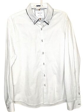 Denim & Flower Ricky Singh White Micro Dot Button Down Shirt XL
